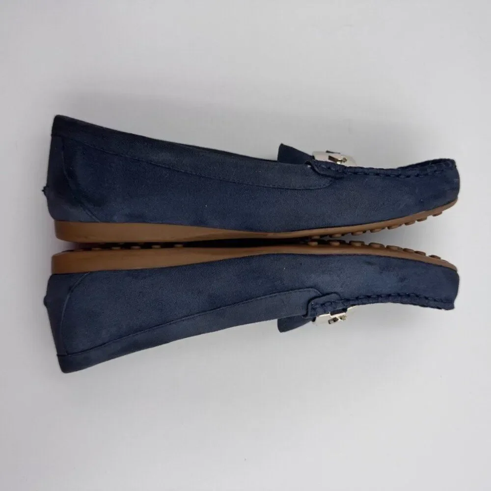 Kate Spade New York Carmen Loafers Women's 6B Blue Suede Flat Slip-On Shoe